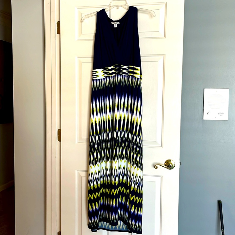 2X navy and print halter dress